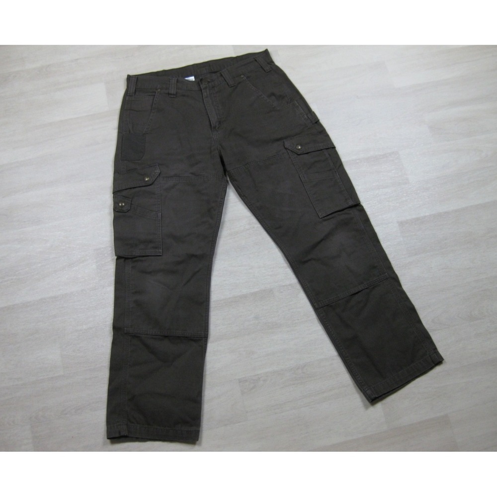 Carhartt Ripstop Cargo Work Pants Men's (33x29) Loose Fit Brown Double Knee - Picture 2 of 14